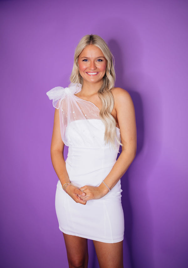 Pearl Detail Mini Dress