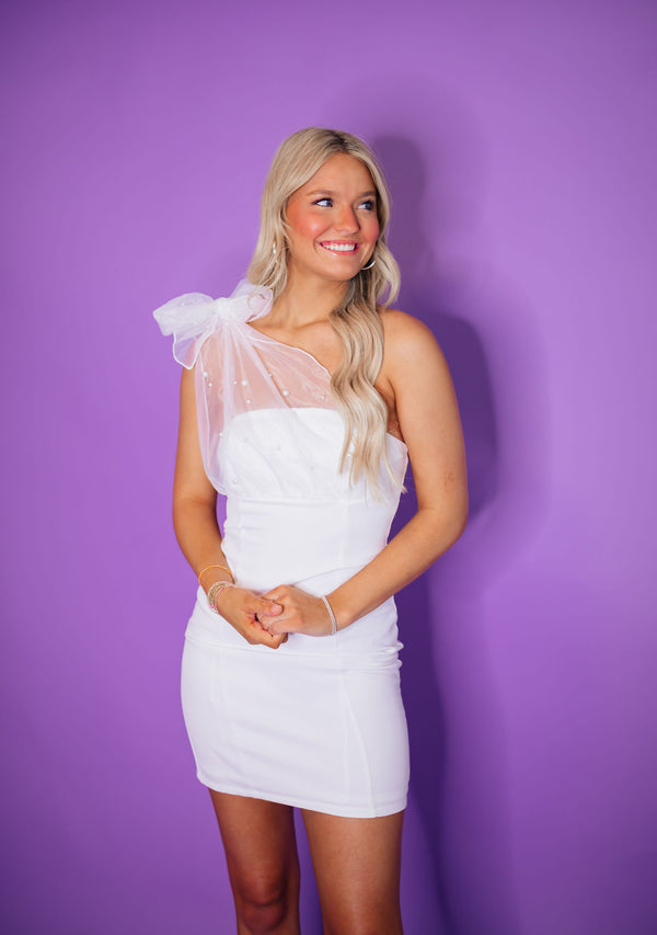 Pearl Detail Mini Dress