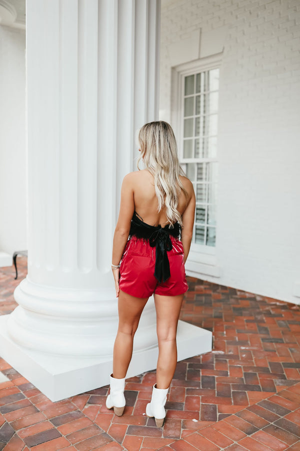 Fur Trim Halter Top