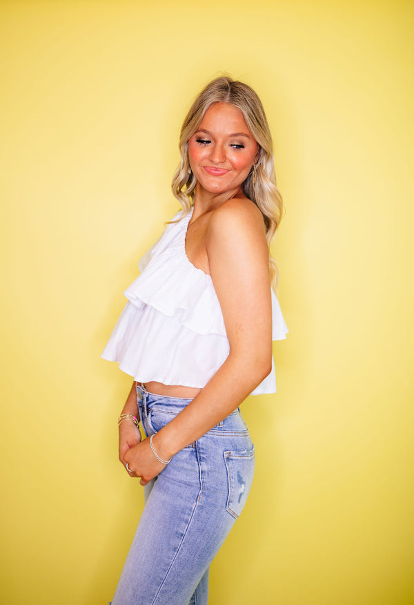 Avery One Shoulder Ruffle Top
