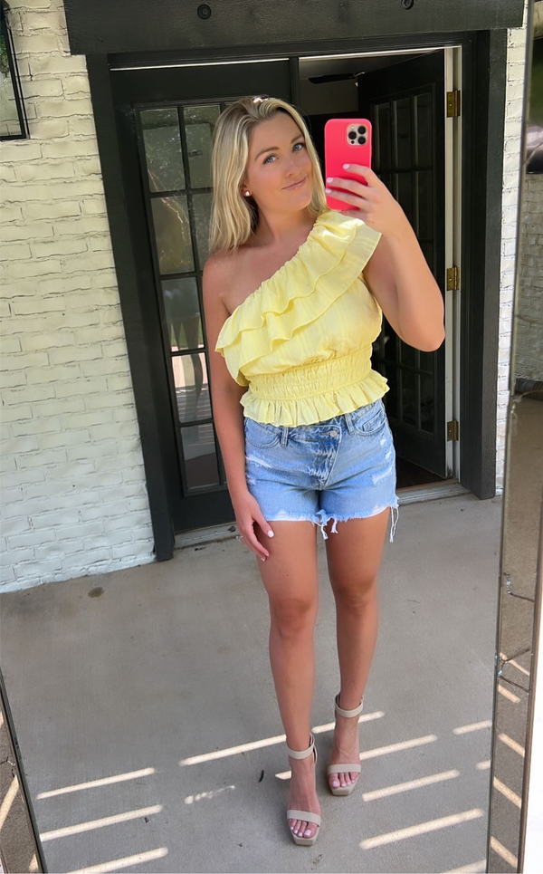 Lemon Drop Ruffle Top