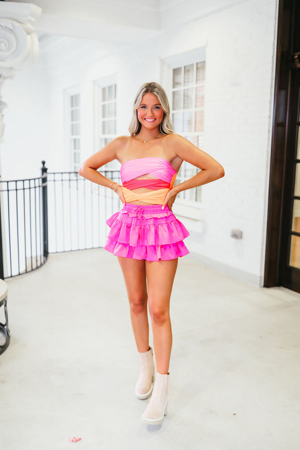 Multi Color Strapless Top