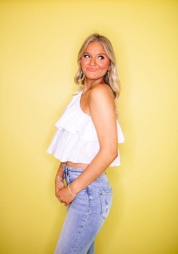 Avery One Shoulder Ruffle Top