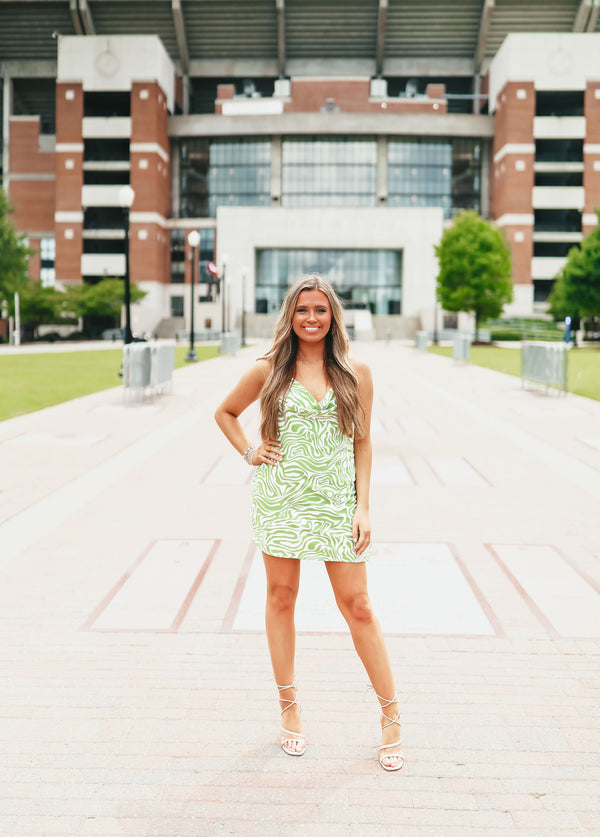 Green Zebra Mini Dress
