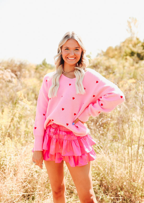 V-Neck Heart Sweater