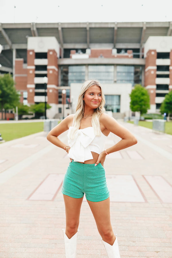 Rhinestone Studded Shorts
