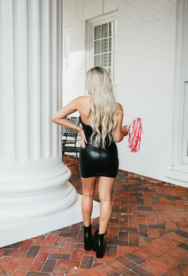 Leather Halter Mini Dress Leather Halter Mini Dress