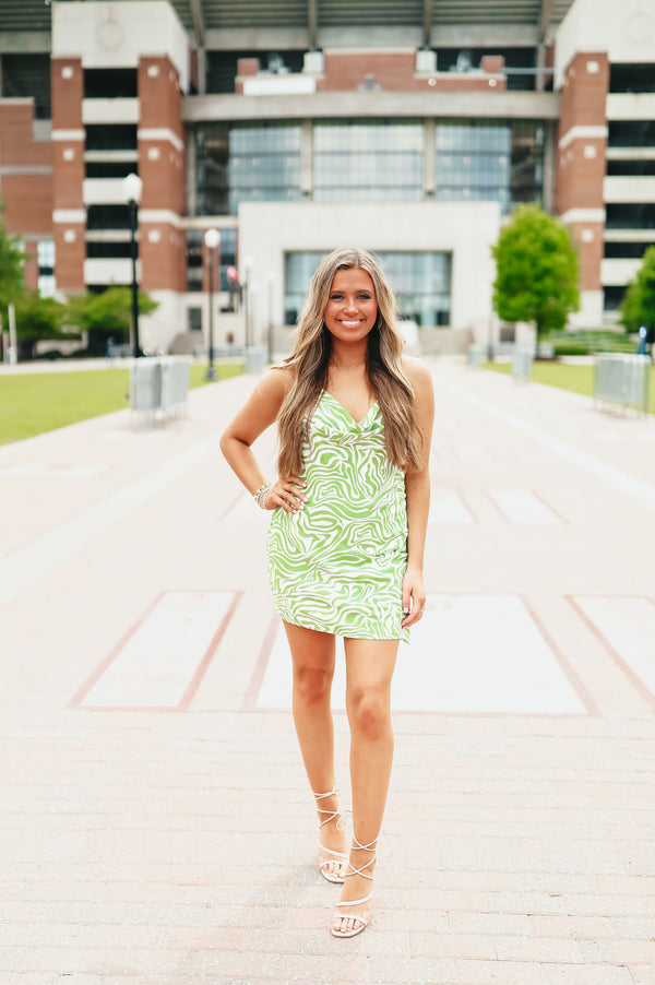 Green Zebra Mini Dress